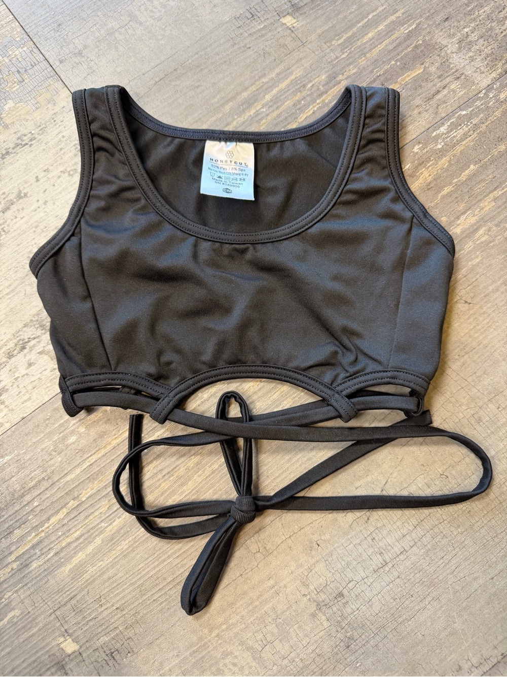 Kids Black Tie-Back dance Crop Top by Honeycut